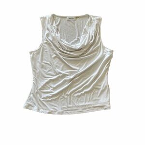 Calvin Klein White Sleeveless Drape Top
